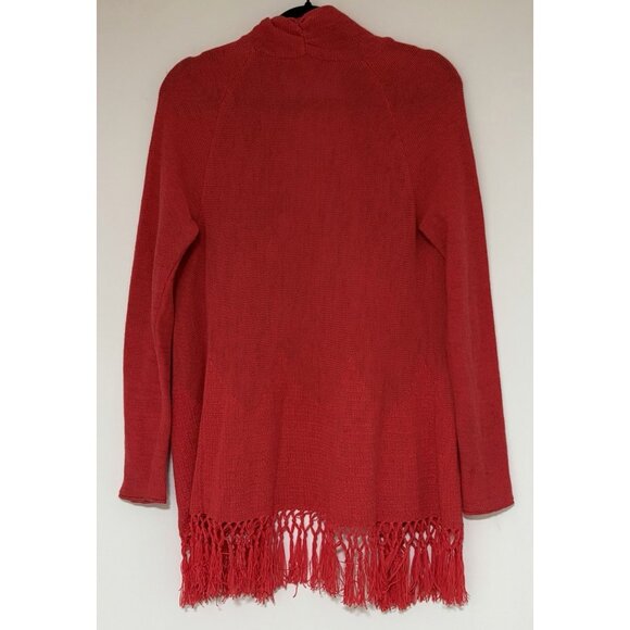 Lilly Pulitzer Tatum Red Metallic Tasseled Women’s Open Cardigan Size Small - Picture 4 of 9